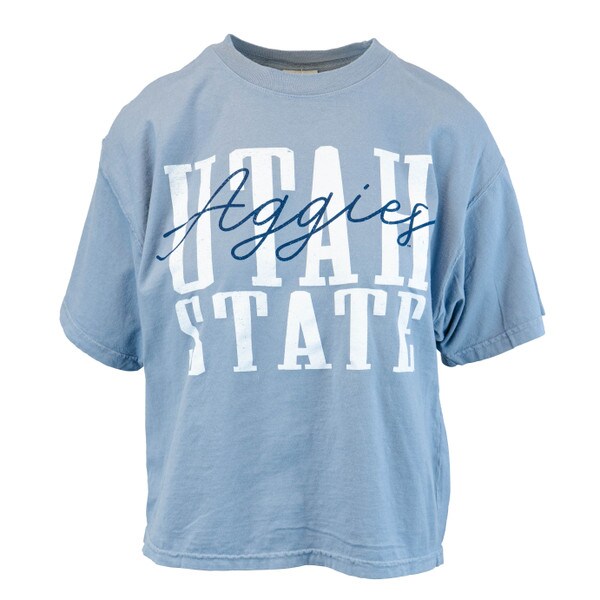 TSHIRT WOMENS BOXY UTAH STATE WITH SCRIPT AGGIES COMFORT WASH